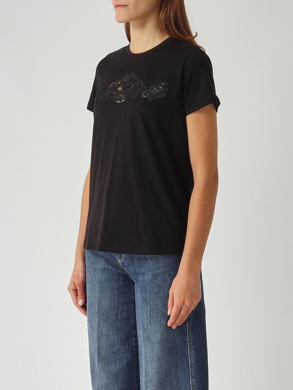 3. Women's cotton T-shirt Black Twinset 252tp2052