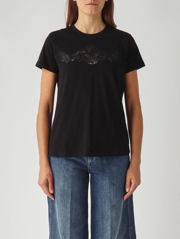 1. Women's cotton T-shirt Black Twinset 252tp2052