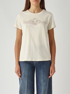 T-shirt femme en coton Nacre Twinset