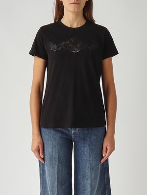 T-shirt femme en coton Noir Twinset
