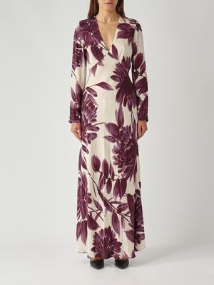 Damenkleid aus Viskose Creme-Bordeaux Twinset