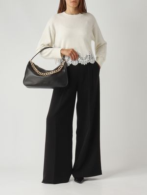 2. Damenhandtasche Liliane aus glattem Leder Schwarz-Gold Twinset 999tb7010