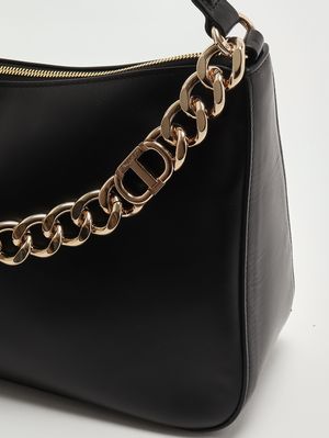 5. Damenhandtasche Liliane aus glattem Leder Schwarz-Gold Twinset 999tb7010