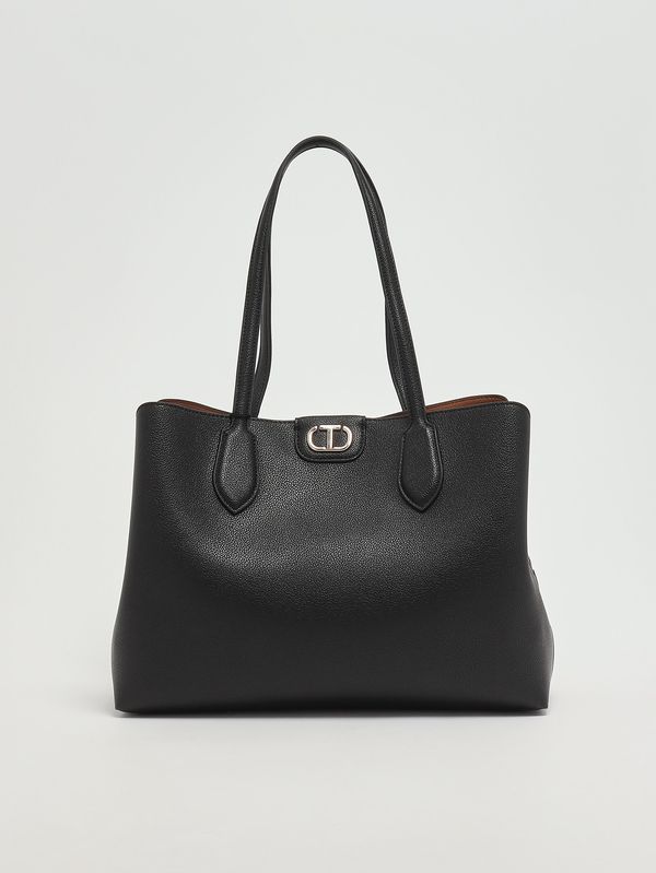 1. Fourre-tout en simili cuir pour femme Noir-Terre Twinset 252tb7150