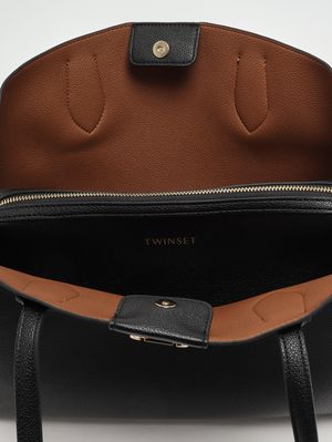 3. Fourre-tout en simili cuir pour femme Noir-Terre Twinset 252tb7150