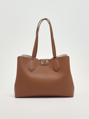 Faux leather tote bag for women Land-Parchment Twinset