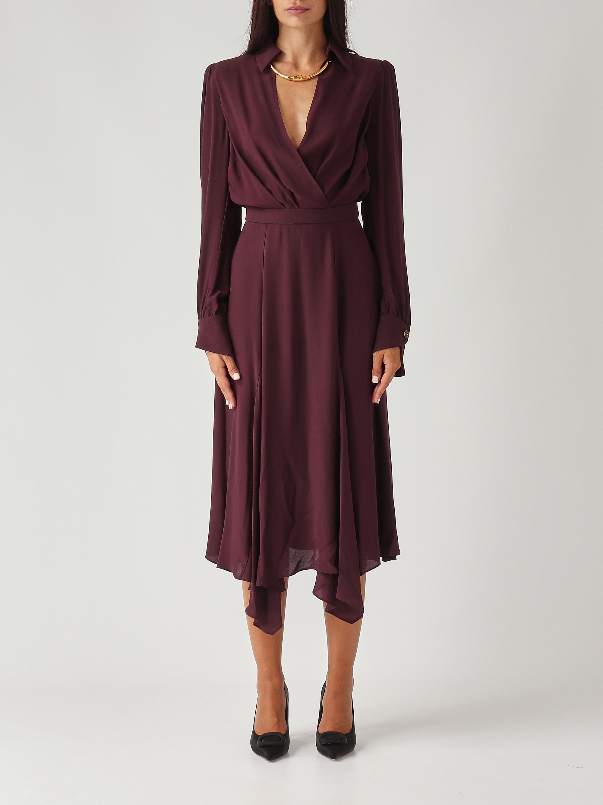 Georgette dress for women abt0356e2 Merlot | Caposerio.com