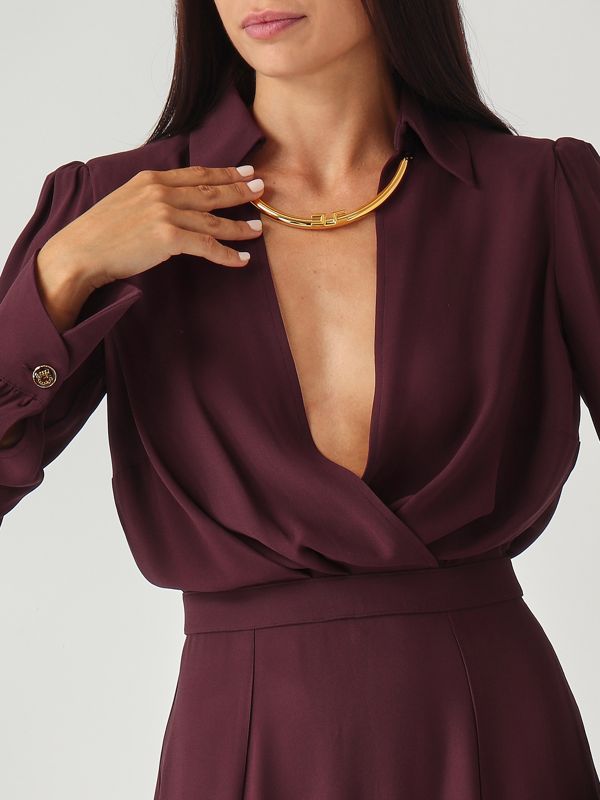 Elisabetta Franchi Georgette dress for women - Merlot | Caposerio.com