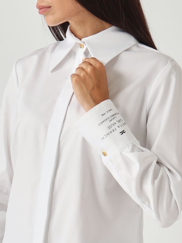 4. Camisa de mujer de popelina de algodón Blanco Elisabetta Franchi ca11556e2