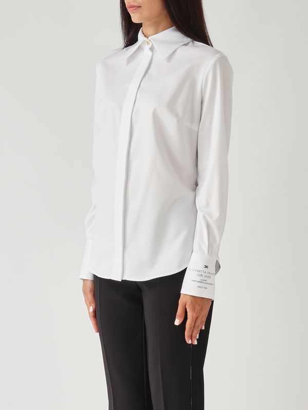 2. Camisa de mujer de popelina de algodón Blanco Elisabetta Franchi ca11556e2