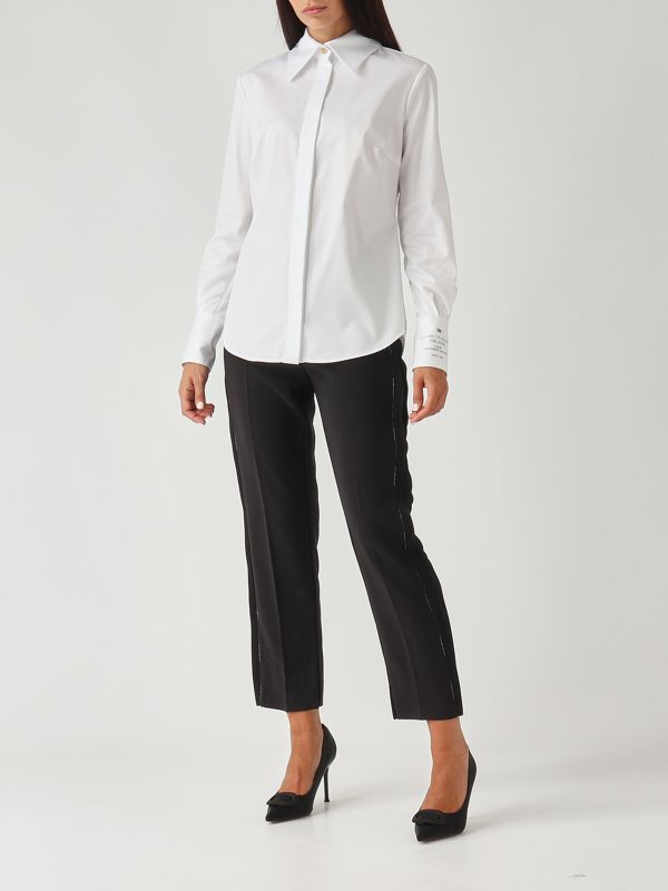 5. Camisa de mujer de popelina de algodón Blanco Elisabetta Franchi ca11556e2