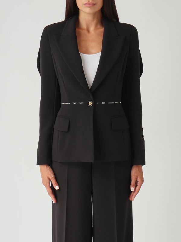 1. Stretch crêpe blazer for women Black Elisabetta Franchi gi17156e2