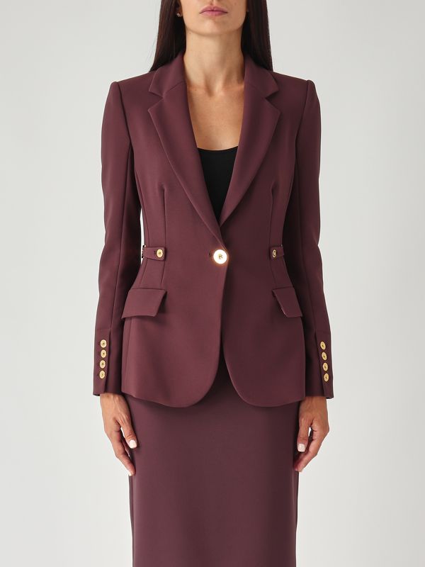 1. Lightweight stretch crepe blazer for women Merlot Elisabetta Franchi gi17556e2