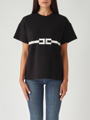 T-shirt donna Elisabetta Franchi in cotone con ricamo logo