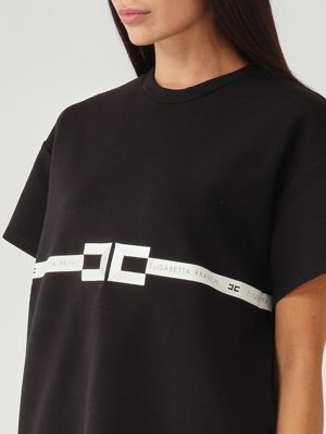 4. T-shirt donna in jersey di cotone stretch Nero Elisabetta Franchi ma02256e2