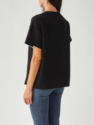 3. T-shirt donna in jersey di cotone stretch Nero Elisabetta Franchi ma02256e2