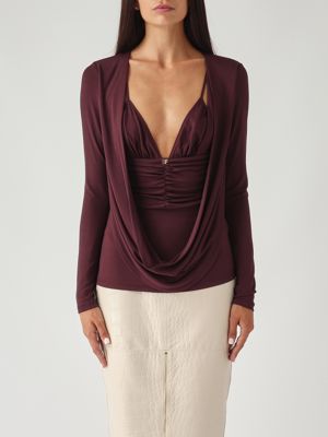 Stretch-Jersey Krepp-Jersey für Frauen Merlot Elisabetta Franchi