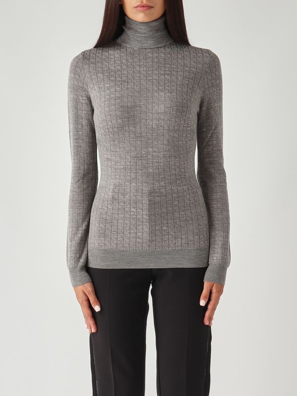1. Merino wool blend sweater for women Melange grey Elisabetta Franchi mk23s56e2