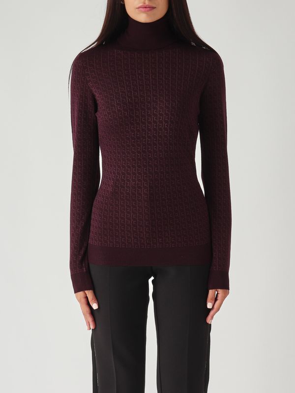 1. Pull en laine mérinos mélangée pour femme Merlot Elisabetta Franchi mk23s56e2