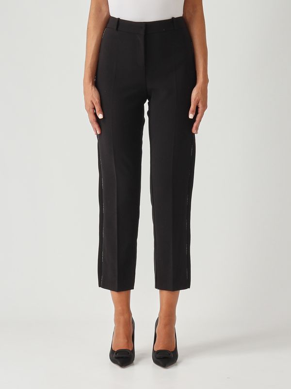 1. Pantalon en crêpe extensible pour femme Noir Elisabetta Franchi pa08856e2