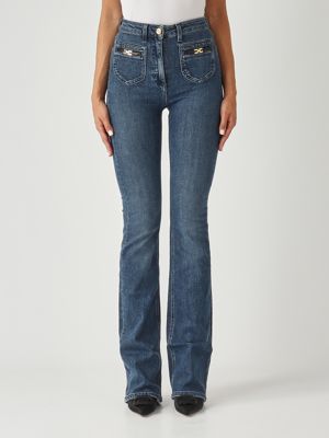 Elisabetta Franchi stretch cotton flared jeans for women
