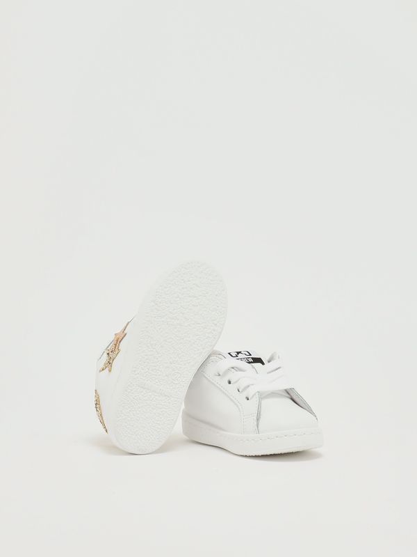 4. Sneakers bambina in pelle Bianco-Oro 2Star 2sb3304