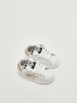 2. Sneakers bambina in pelle Bianco-Oro 2Star 2sb3304