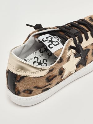 4. Leather and fabric sneakers for girls Beige-Gold 2Star 2sb3360