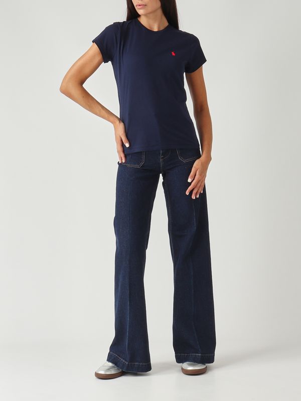 5. Camiseta de mujer de punto de algodón ligero azul marino Polo Ralph Lauren 211898698