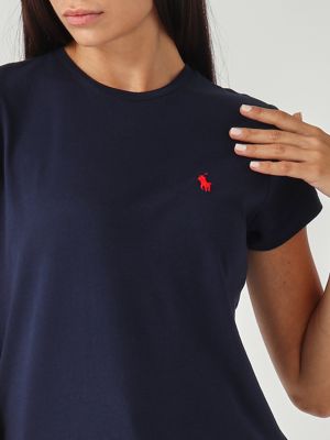 4. Camiseta de mujer de punto de algodón ligero azul marino