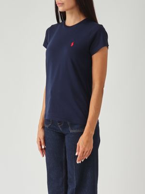 2. Camiseta de mujer de punto de algodón ligero azul marino
