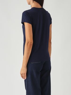 3. Camiseta de mujer de punto de algodón ligero azul marino