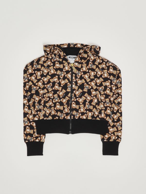 1. Felpa bambina in cotone stretch Nero-Beige Moschino hdf06fldb6c