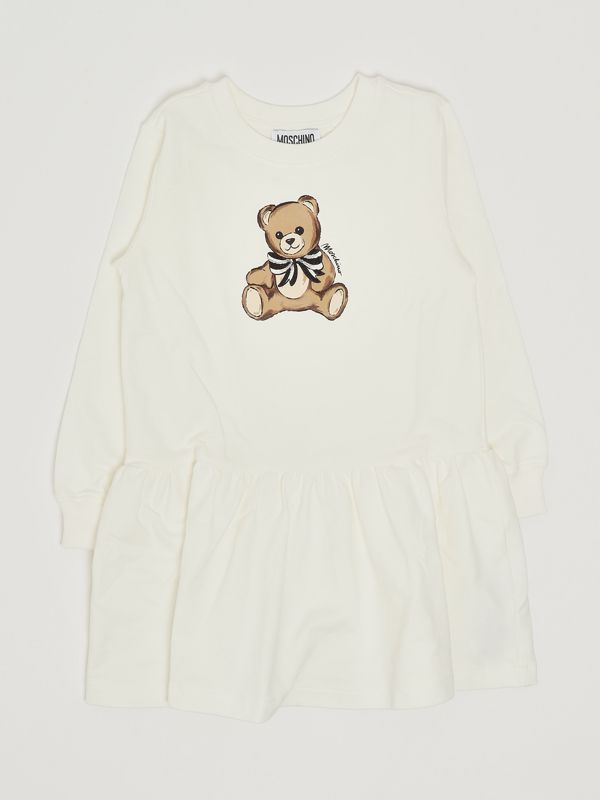 1. Robe en coton pour fille Blanc Moschino hdv0h7lda16