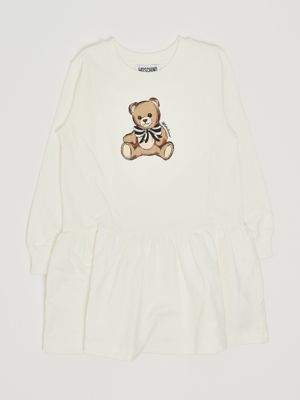 Abito bambina in cotone Bianco Moschino