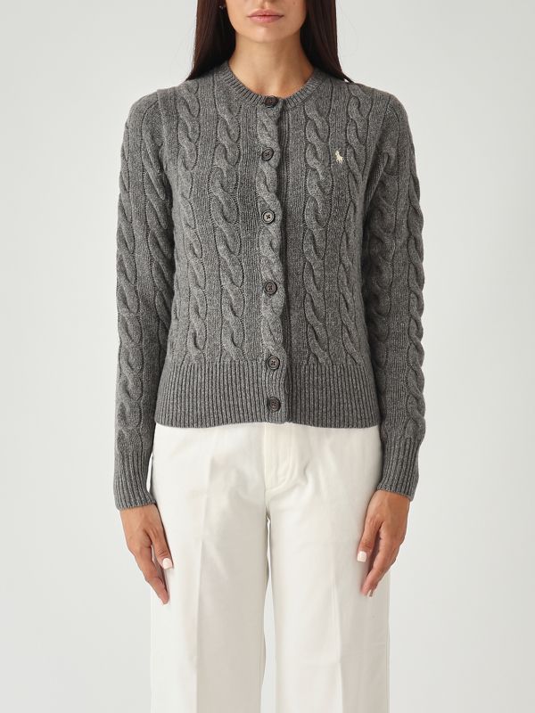 1. Strickjacke aus Wolle und Kaschmir für Damen Grau-Melange Polo Ralph Lauren 211972104