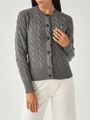 4. Strickjacke aus Wolle und Kaschmir für Damen Grau-Melange Polo Ralph Lauren 211972104