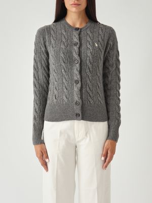 1. Strickjacke aus Wolle und Kaschmir für Damen Grau-Melange Polo Ralph Lauren 211972104