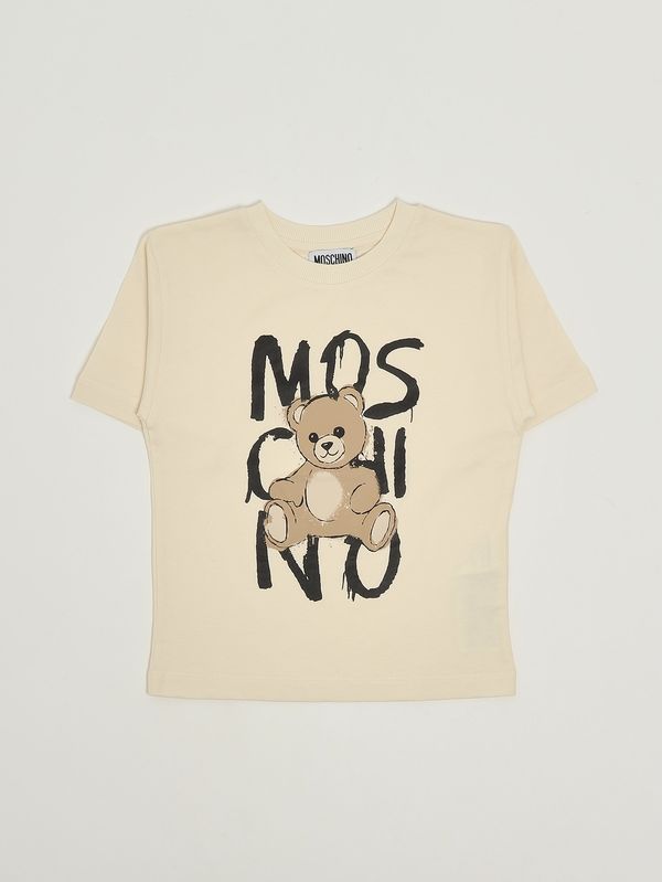 1. Kinder-T-Shirt aus Baumwolle Elfenbein Moschino hnm05glaa20