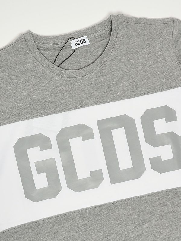 3. T-shirt bambino in cotone Grigio-Bianco GCDS b2ju2329jf1