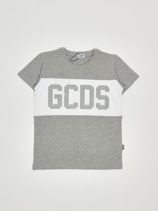 1. T-shirt bambino in cotone Grigio-Bianco GCDS b2ju2329jf1
