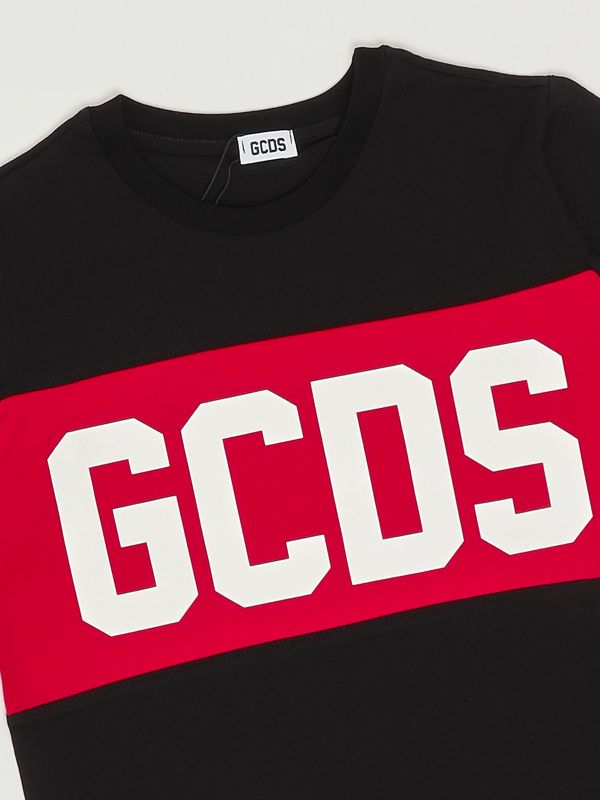 3. T-shirt bambino in cotone Nero-Rosso GCDS b2ju2329jf1