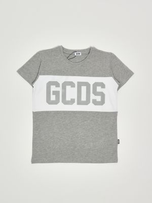 Baumwoll-T-Shirt für Jungen Grau-Weiß GCDS