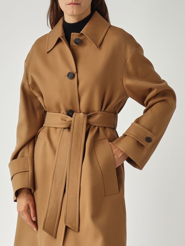 Max Mara Studio Ilde cotton-blend coat for women - Caramel