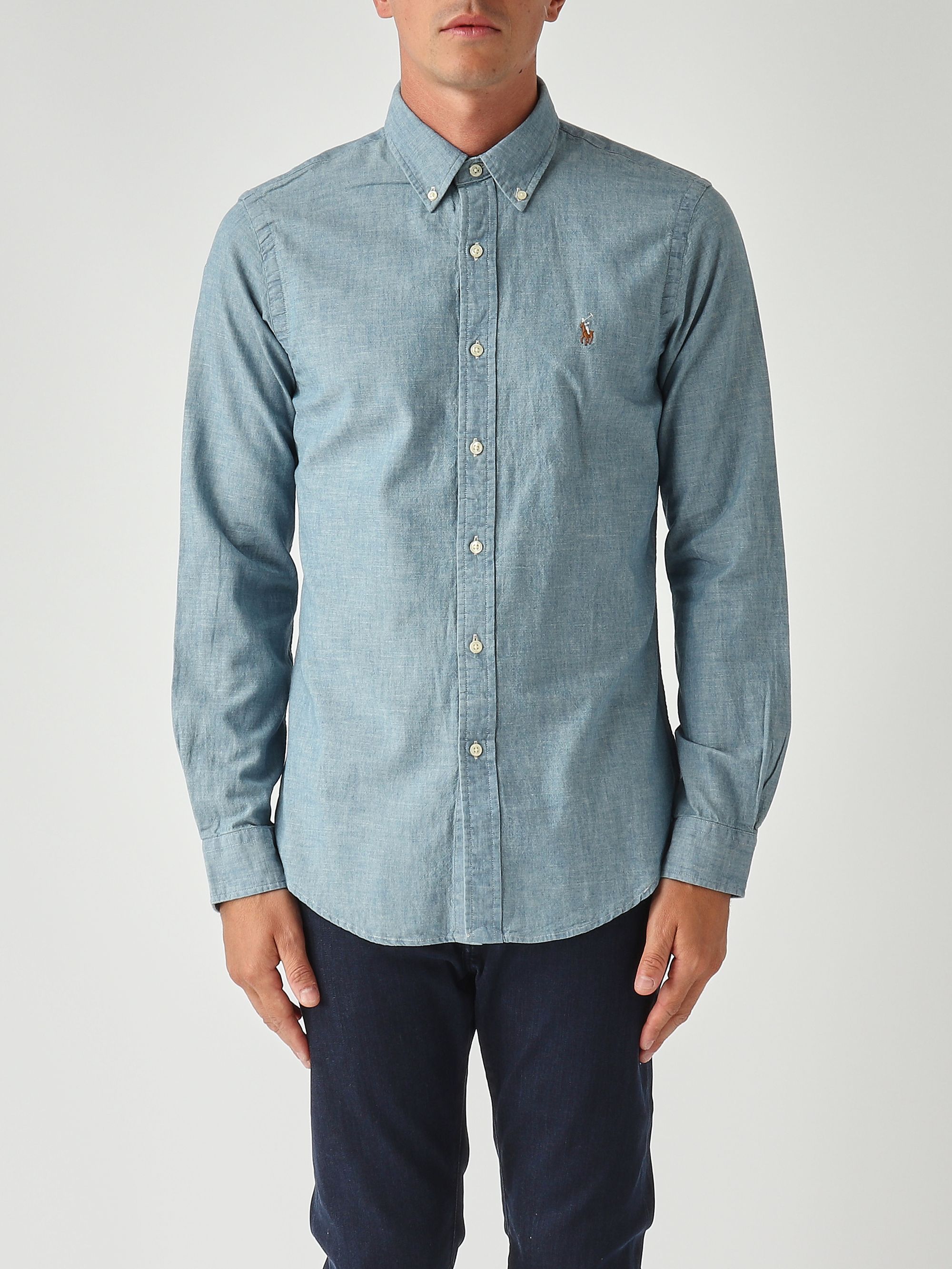 Camisa de hombre entallada de chambray 710548538 Cambray | Caposerio.com, image size:2000x2666
