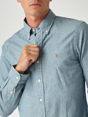 4. Camisa de hombre entallada de chambray Cambray