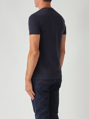 3. Herren-T-Shirt aus Baumwoll-Jersey in schmaler Passform Marine