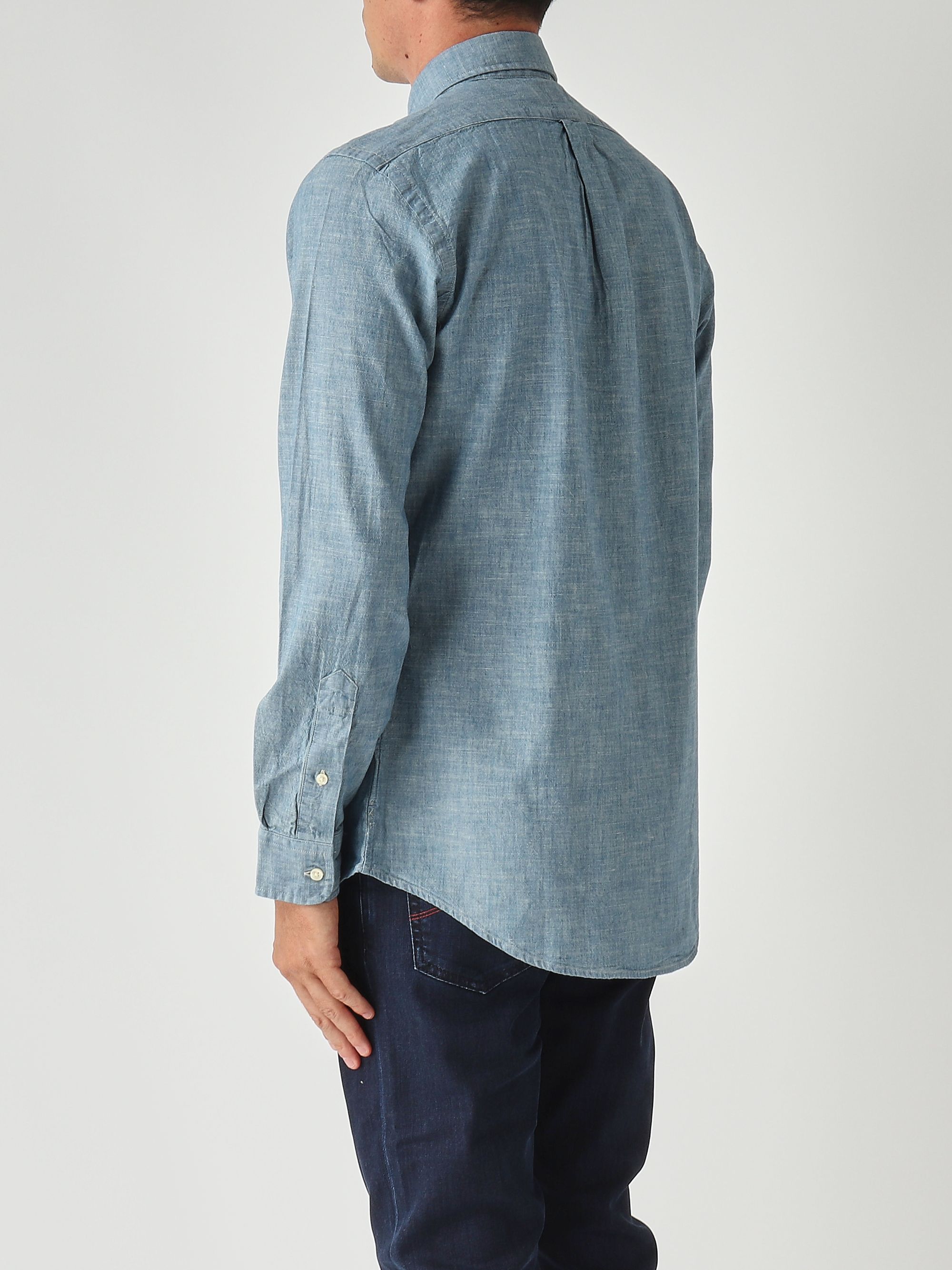 Camisa de hombre de ajuste personalizado en chambray 710792042 Cambray |  Caposerio.com, image size:2000x2666