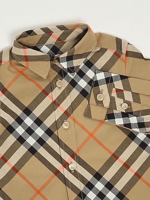 3. Camisa para recién nacido Owen de algodón Cuadros Beige Burberry 8089804