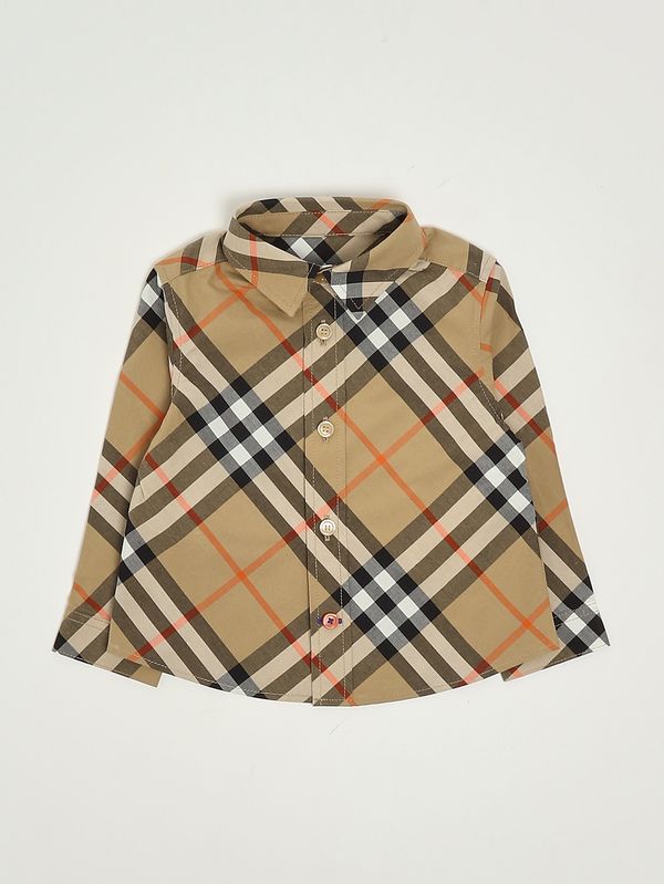 1. Camisa para recién nacido Owen de algodón Cuadros Beige Burberry 8089804